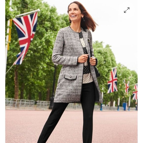 Talbots NWT Textured Tweed Sweater Jacket Black White Size 1Xp - Picture 6 of 11